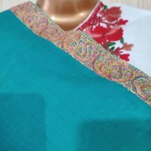 Pashmina Kashmiri Shawl Aquamarine, Border Embroidery