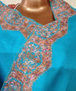 Pashmina Kashmiri Shawl Azure, Border Embroidery