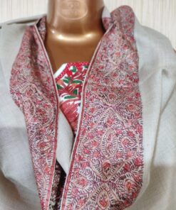 Pashmina Kashmiri Shawl in Basic Pashmina Colour, Thick Border Embroidery