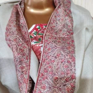 Pashmina Kashmiri Shawl in Basic Pashmina Colour, Thick Border Embroidery