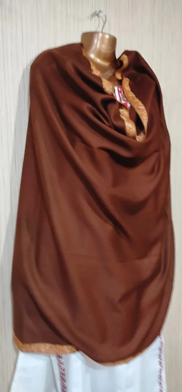 Pashmina Kashmiri Shawl Brown Border Embroidery - Image 3