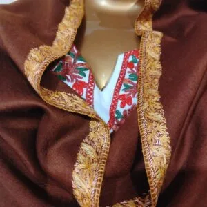Pashmina Kashmiri Shawl Brown Border Embroidery