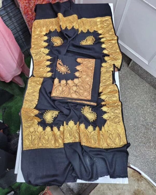 Pure TUSHA Bridal cum Party Wear Shawl Black Color - Image 4