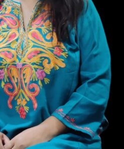Ari Work Ladies Woollen Pheran in Blue Colour