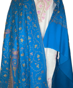 Semi Pashmina Kashmiri Shawl Dark Blue Full Embroidery