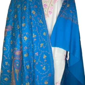 Semi Pashmina Kashmiri Shawl Dark Blue Full Embroidery