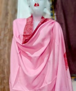 Pashmina Kashmiri Shawl Pink, Thick Border Embroidery