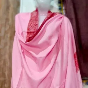 Pashmina Kashmiri Shawl Pink, Thick Border Embroidery
