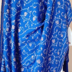 Pashmina Kashmiri Shawl Blue Jaalidaar