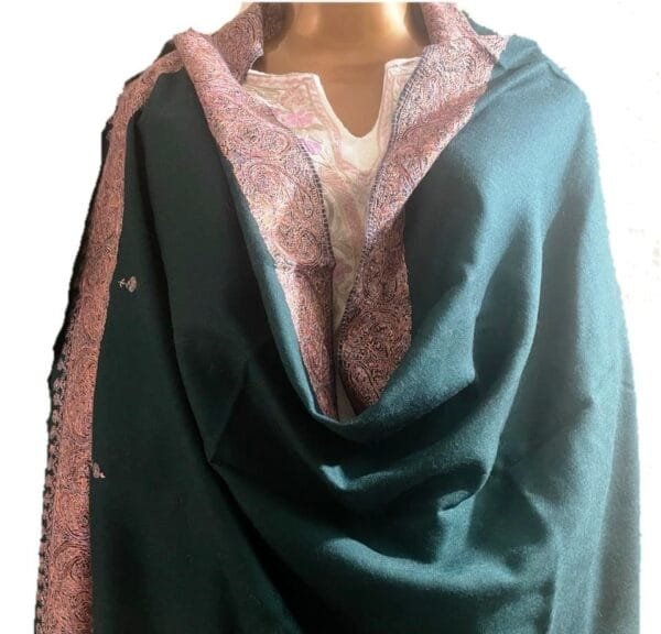 Bottle Green Semi Pashmina Shawl - Image 4