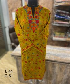 Full Jaali Aari work Pherans on Pure Raffal