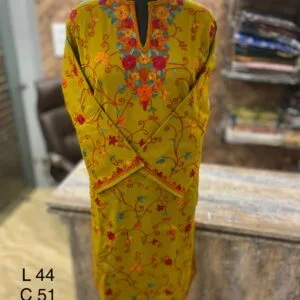 Full Jaali Aari work Pherans on Pure Raffal