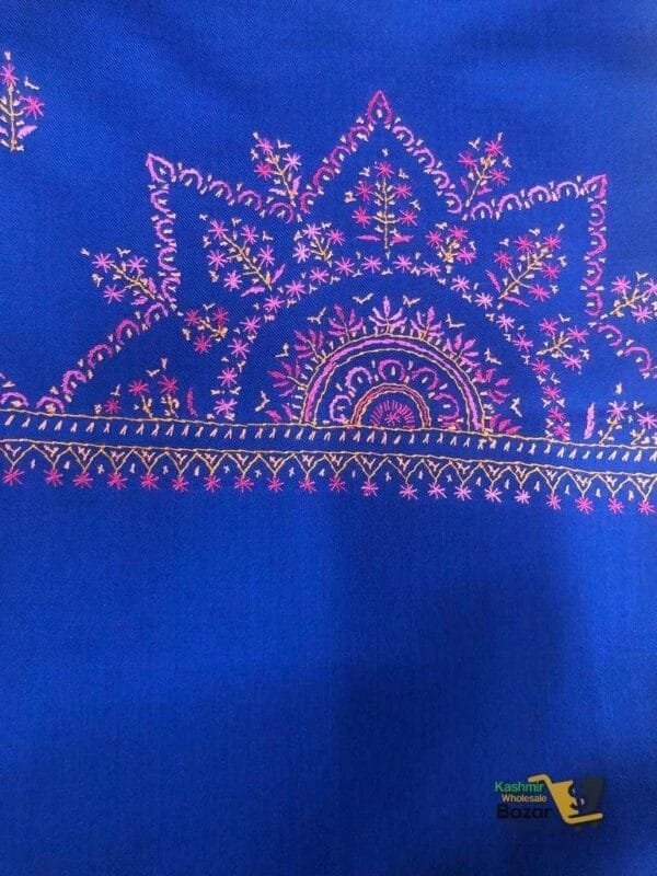 Pashmina Shawl Jaalidaar Blue - Image 5