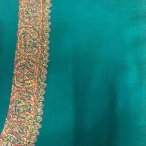Semi Pashmina Kashmiri Shawl Green, Border Embroidery