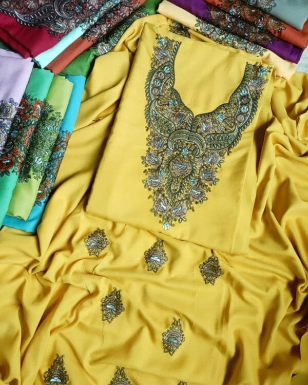 Exquisite Kashmiri Sozni Work Cotton Suits - Image 3