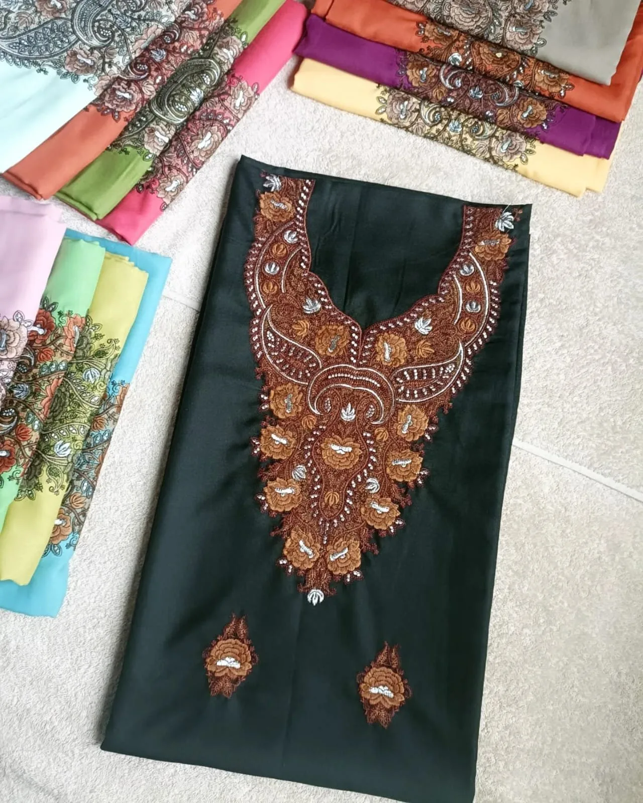 Exquisite Kashmiri Sozni Work Cotton Suits - Image 7