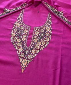 2pc Hand Paper-Mache Sozni Work Ruby Cotton un-stitched coord sets