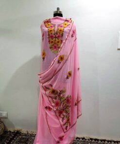 Kashmiri 3-Piece Georgette Suit Pink Color