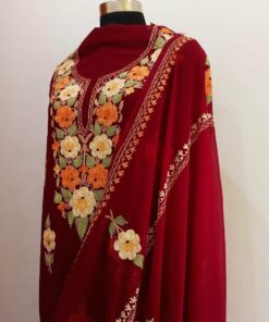 Kashmiri 3-Piece Georgette Suit Red Color