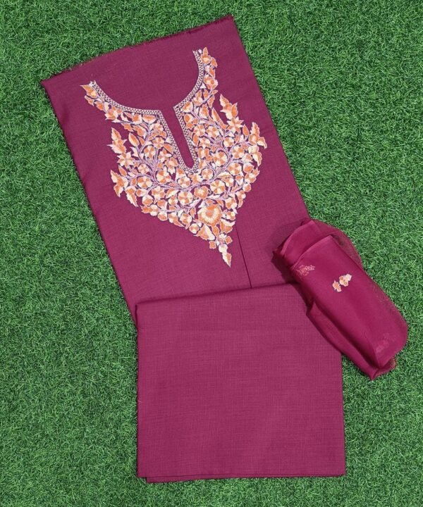 3 Piece Ruby Cotton Suits with Sozni Work - Image 7