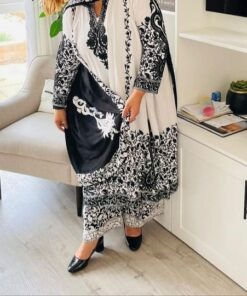 3 Pc Crepe Suit with Neat and Clean Aariwork