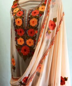 Kashmiri 3-Piece Georgette Suit Beige Color