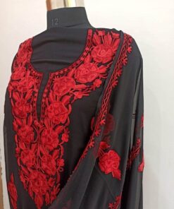 Kashmiri 3-Piece Georgette Suit in Black