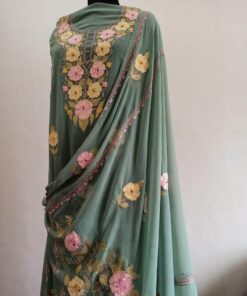 Kashmiri 3-Piece Georgette Suit Ocean Green