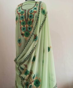 Kashmiri 3-Piece Georgette Suit in Mint Green