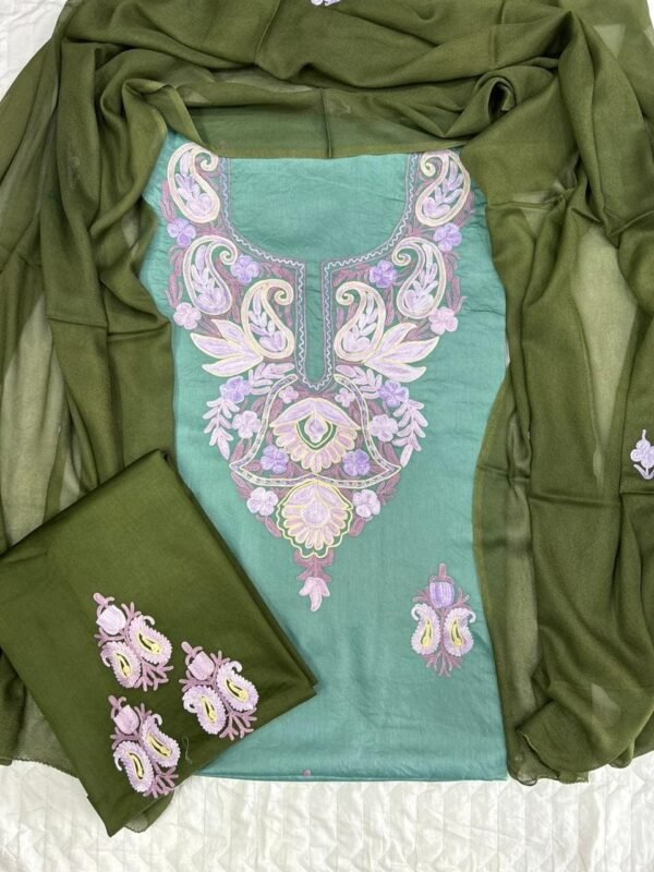 Exquisite Bombay silk Ari work 3-piece suits - Image 10