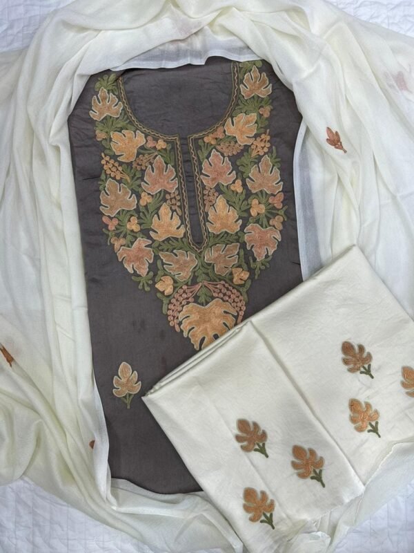 Exquisite Bombay silk Ari work 3-piece suits - Image 13