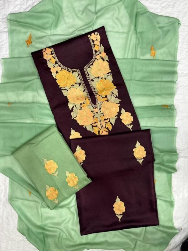 Exquisite Bombay silk Ari work 3-piece suits - Image 3