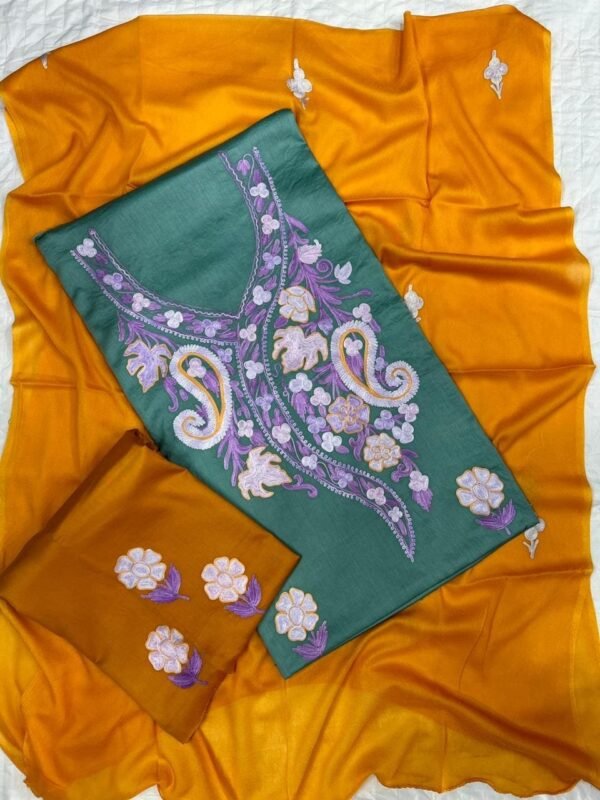 Exquisite Bombay silk Ari work 3-piece suits