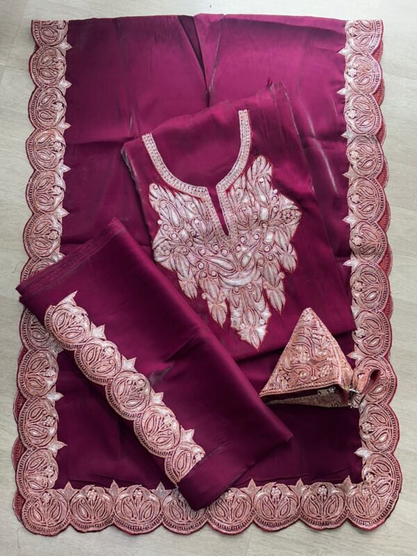 Marisa Silk Bridal Suit with Kashmiri Botta Tilla - Image 5